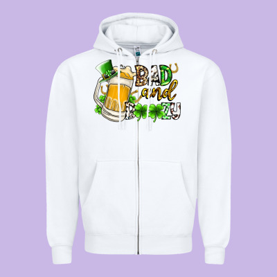 Bad And Boozy Zipper Hoodie Designed By Racoondesign