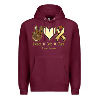Burgundy Peace love cure Bone Cancer Premium Hoodie - NancyCooperArtShop