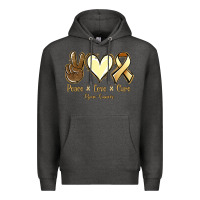Charcoal Heather Peace love cure Bone Cancer Premium Hoodie - NancyCooperArtShop