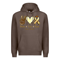 Coffee Peace love cure Bone Cancer Premium Hoodie - NancyCooperArtShop