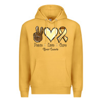 Mustard Peace love cure Bone Cancer Premium Hoodie - NancyCooperArtShop