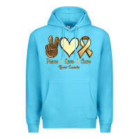 Ocean Blue Peace love cure Bone Cancer Premium Hoodie - NancyCooperArtShop