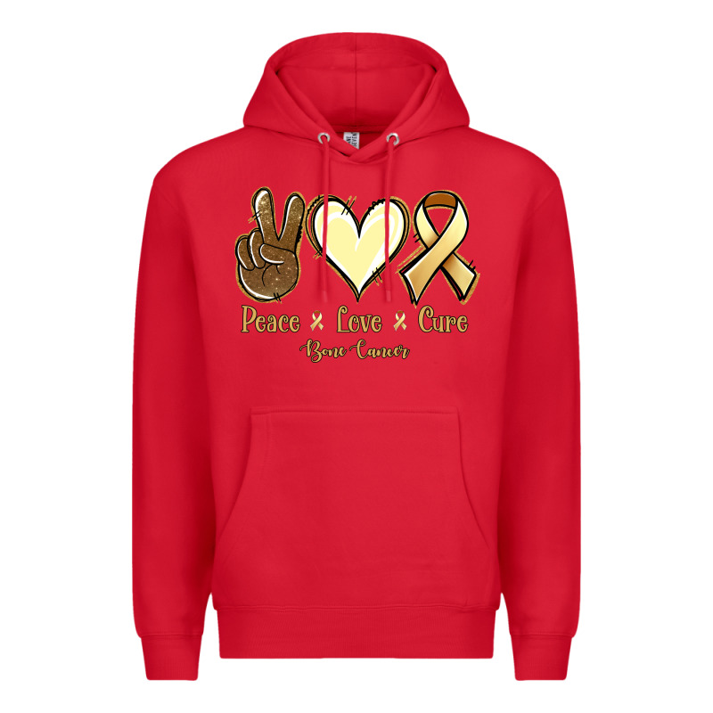 Peace Love Cure Bone Cancer Premium Hoodie by NancyCooperArtShop | Teevron