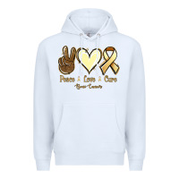 White Peace love cure Bone Cancer Premium Hoodie - NancyCooperArtShop