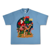 Pebble Blue Christmas  camel with Santa Urban Heavy Tee - BarkalooDesign