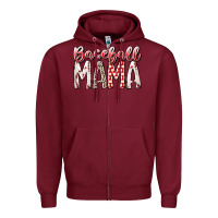 Burgundy baseball  mama Zipper Hoodie - RacoonDesign