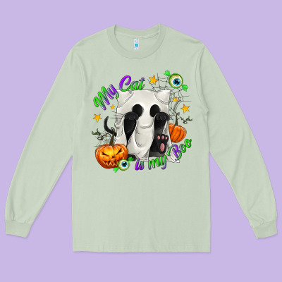 My Cat Is My Boo Long Sleeve Tee Designed By Texasbilliewilder