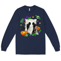 Navy My Cat Is My Boo Long Sleeve Tee - texasbilliewilder