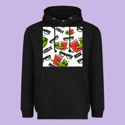 Bookworm Seamless Pattern Heavyweight Hoodie Designed By Bundleandbundleshop