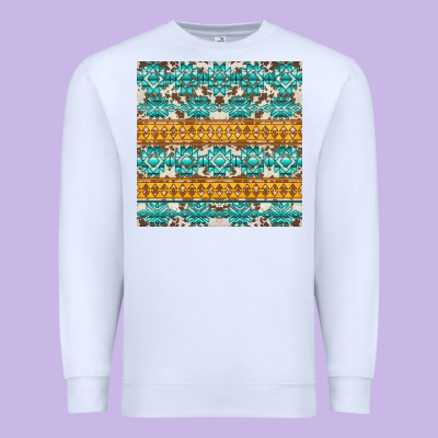Aztec Cowhide Seamless Premium Sweatshirt Designed By Adodesignshop