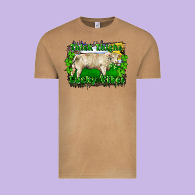 Vintage Tee thick thighs lucky vibes charolais bull