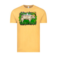 Vintage Mustard thick thighs lucky vibes charolais bull Vintage Tee - RanaPortraitStore