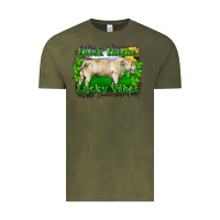 Vintage Olive thick thighs lucky vibes charolais bull Vintage Tee - RanaPortraitStore