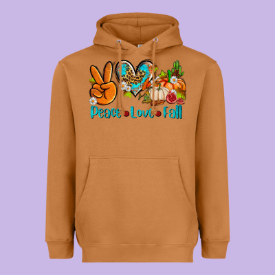 Peace Love Fall Ado Heavyweight Hoodie Designed By Adodesignshop
