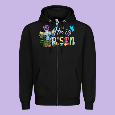 Easter Day He Is Risen Zipper Hoodie Designed By Oliviacreatesart