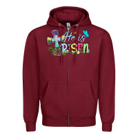 Burgundy Easter Day He is risen Zipper Hoodie - OliviaCreatesArt