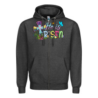 Charcoal Heather Easter Day He is risen Zipper Hoodie - OliviaCreatesArt