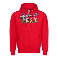 Red Easter Day He is risen Zipper Hoodie - OliviaCreatesArt