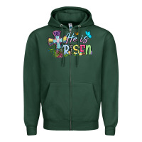 Sports Green Easter Day He is risen Zipper Hoodie - OliviaCreatesArt