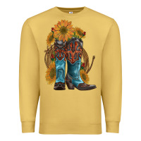 Antique Gold western boots with sunflowers Premium Sweatshirt - Artiststas