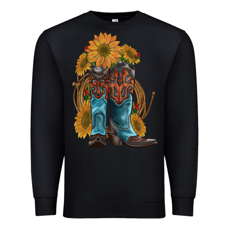Western Boots With Sunflowers Premium Sweatshirt by Artiststas | Teevron