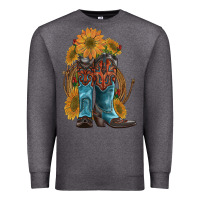 Charcoal Heather western boots with sunflowers Premium Sweatshirt - Artiststas