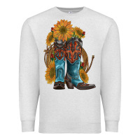 Oatmeal Heather western boots with sunflowers Premium Sweatshirt - Artiststas