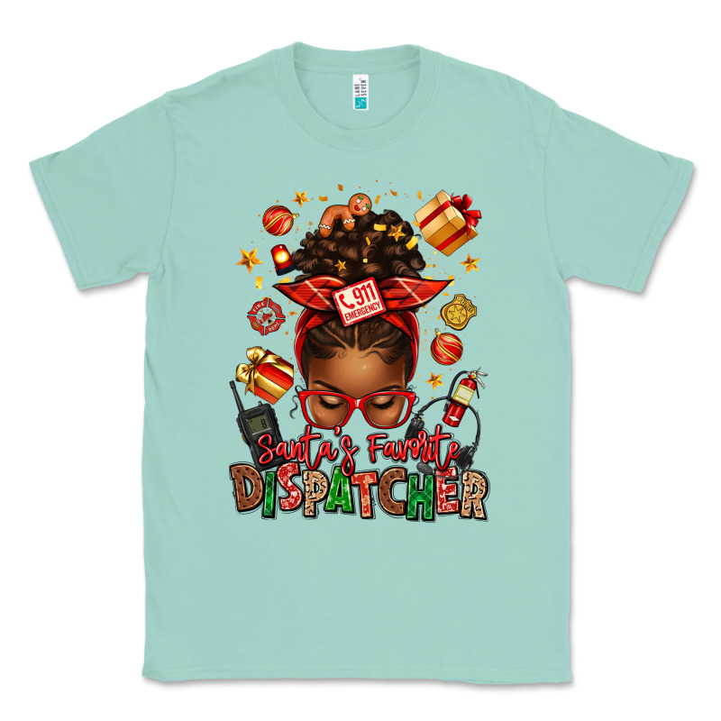 Santa's Favorite Dispatcher Afro Messy Bun Classic Tee by texasbilliewilder | Teevron