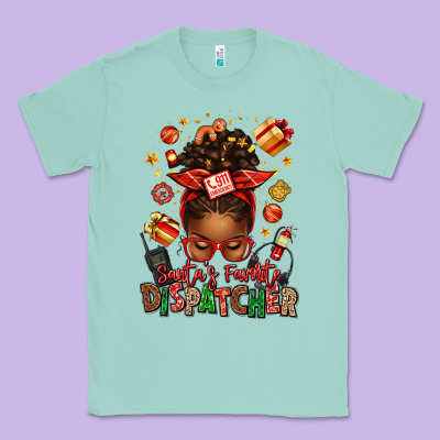 Santa's Favorite Dispatcher Afro Messy Bun Classic Tee Designed By Texasbilliewilder