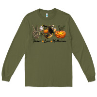 Army Green Peace Love Halloween Long Sleeve Tee - texasbilliewilder