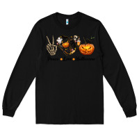 Black Peace Love Halloween Long Sleeve Tee - texasbilliewilder