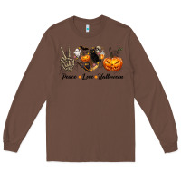 Chestnut Peace Love Halloween Long Sleeve Tee - texasbilliewilder
