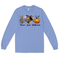 Colony Blue Peace Love Halloween Long Sleeve Tee - texasbilliewilder