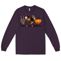 Plum Peace Love Halloween Long Sleeve Tee - texasbilliewilder