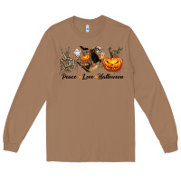 Toasted Coconut Peace Love Halloween Long Sleeve Tee - texasbilliewilder