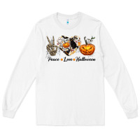 White Peace Love Halloween Long Sleeve Tee - texasbilliewilder