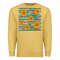 Antique Gold sunflower wood serape  leather seamless Premium Sweatshirt - AdoDesignShop