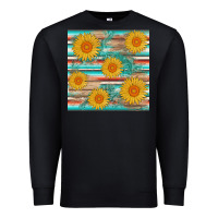 Black sunflower wood serape  leather seamless Premium Sweatshirt - AdoDesignShop