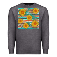 Sunflower Wood Serape  Leather Seamless Premium Sweatshirt | Teevron