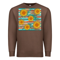 Chestnut sunflower wood serape  leather seamless Premium Sweatshirt - AdoDesignShop