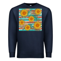 Navy sunflower wood serape  leather seamless Premium Sweatshirt - AdoDesignShop