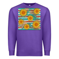 Purple sunflower wood serape  leather seamless Premium Sweatshirt - AdoDesignShop