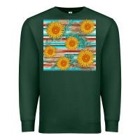 Sports Green sunflower wood serape  leather seamless Premium Sweatshirt - AdoDesignShop