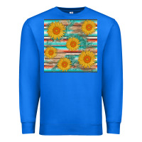 True Royal sunflower wood serape  leather seamless Premium Sweatshirt - AdoDesignShop