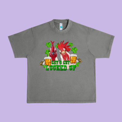 St. Patrick's Day Roosters Let's Get Lucked Up Urban Heavy Tee Designed By Ranaportraitstore