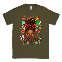 Army Green santa's favorite secretary afro messy bun Classic Tee - texasbilliewilder