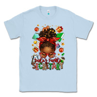 Dusty Blue santa's favorite secretary afro messy bun Classic Tee - texasbilliewilder