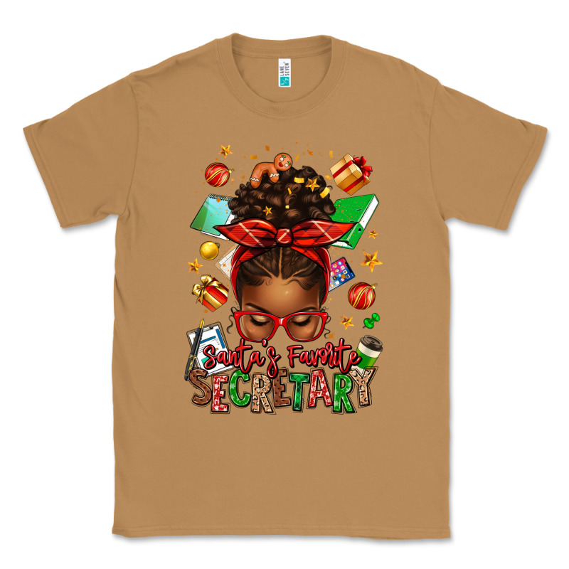Santa's Favorite Secretary Afro Messy Bun Classic Tee by texasbilliewilder | Teevron