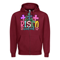 Burgundy Easter Day He is risen indeed Zipper Hoodie - OliviaCreatesArt