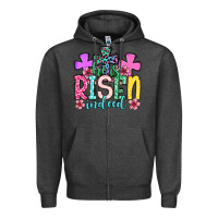 Charcoal Heather Easter Day He is risen indeed Zipper Hoodie - OliviaCreatesArt
